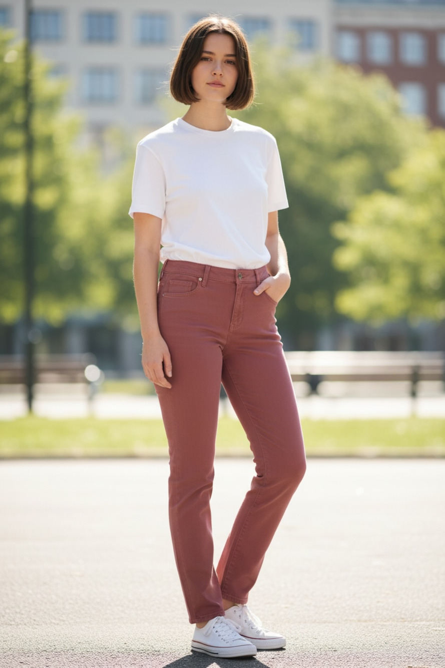 NWT Gloria Vanderbilt Women's Amanda Slim Straight Leg Jeans - Garnet